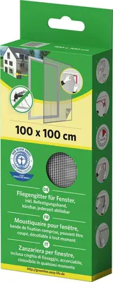 Produktbild von Fenster-Moskitonetz 100x100 cm – Weiß – Polyester mit Klettband – Insektenschutz für Fenster