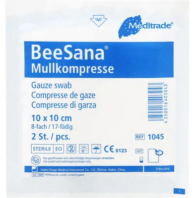 Zdjęcie produktu dla MEDENTA kompresy z gazy 8 fałd 10 x 10 cm sterylne, 50 kompresów