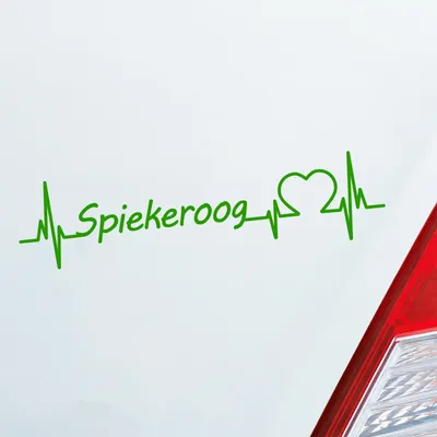 Produktbild von Auto Aufkleber Spiekeroog Herz Puls Insel Island Nordsee Liebe Love 19x5 cm Hellgrün Sticker Heckscheibenaufkleber