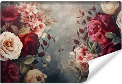 Produktbild von Muralo Vlies Fototapete bunte Blumen Rosen Pflanzen Natur Retro Br. 460 cm x Hö. 300 cm