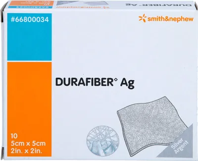 Produktbild von DURAFIBER Ag 5x5 cm Verband, 10 St VER