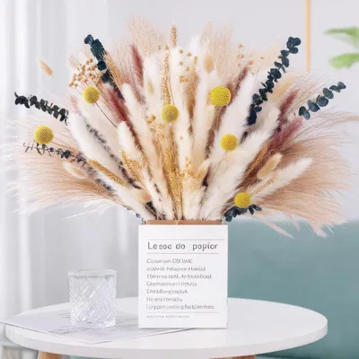 Obrázek produktu pro Dekorativní věnec z vysušených trav Pampas, 100 kusů, ideální pro svatby, obývací pokoje, styl boho