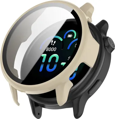 Produktbild von Stravo Hartschalenetui mit Displayschutzfolie aus Glas – Passend für Garmin Vivoactive 6 – Komplettschutzhülle – Weiß