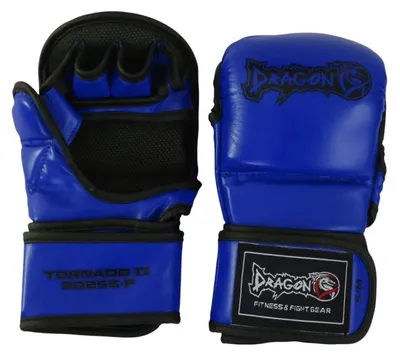 Produktbild von Dragon do MMA Handschuhe 30255-P Tornado Kampfsport Handschuhe mit Daumenschutz Grappling, Sparring, Boxsack Muay Thai Kunstleder Herren Damen Schwarz Rot Blau (Blau, L-XL)