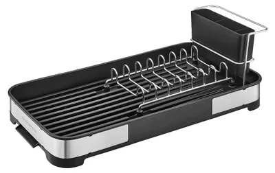 Immagine prodotto di Supporto per scolatura in acciaio inossidabile, colore argento-nero, dimensioni 44,5 x 20,6 x 13,1 cm