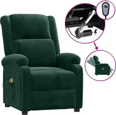 Image de vidaXL Fauteuil de massage électrique vert foncé velours