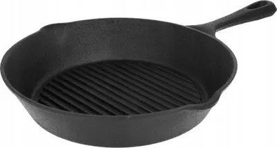 Produktbild von Gusseiserne Grillpfanne Ø26 cm – Schwarz – Langlebig & induktionsgeeignet