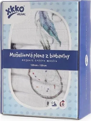 Produktbild von xkko Organic Pucktuch Swaddle Wickeltuch 120x120 cm Dream Catcher