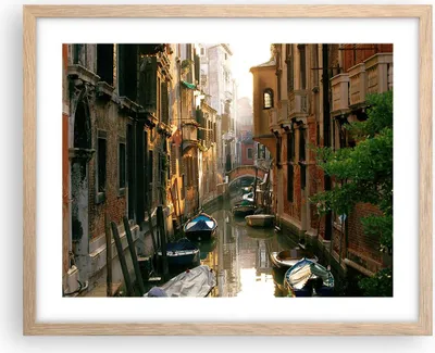 Produktbild von Gerahmtes Poster - Rahmen in heller Eiche - Venedig Brücke Wasser Haus - 50x40 cm - Wand Bild - Wanddeko - Wandbilder - Wandposter - Bilderrahmen - Bilder - Kunstdruck - Wandbild - P2NAA50x40-2532