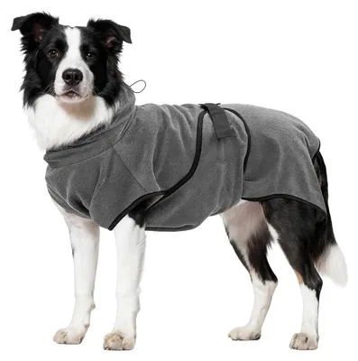 Produktbild von Mikrofaser Hundebademantel L - Rückenlänge 65 cm - Grau