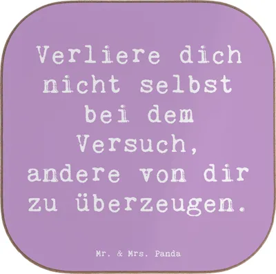 Produktbild von Mr. & Mrs. Panda Untersetzer für Gläser Spruch Selbstzweifel vermeiden - Lavendeltraum - Geschenk, gläseruntersetzer, eigene Meinung, Coaster, Gefühl, Glas, Zitat, Tasse