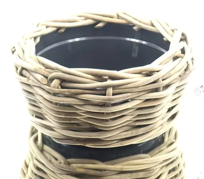 Produktbild von VAN DER LEEDEN DRYPOT® Rattan Pflanzschale Grau Ø 40 cm - Sylter Körbe