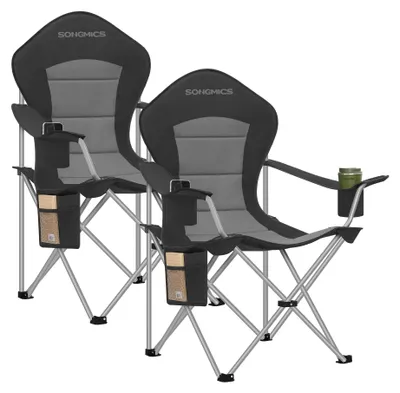 Produktbild von SONGMICS Campingstuhl 2er Set, klappbar, Klappstuhl, breiter Sitz, hohe Rückenlehne, Outdoor-Stuhl, tragbar, Outdoor-Stuhl, Getränkehalter