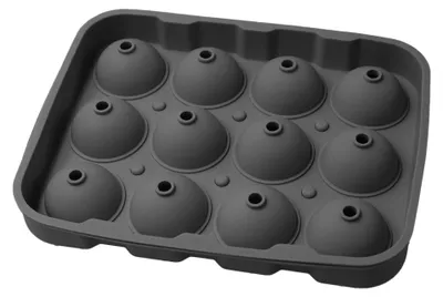 Produktbild von Runde Eiswürfelform, kleine runde Eishockeyform mit Deckel, Cocktail- und Whisky-Eiswürfelform ohne BPA, schwarz