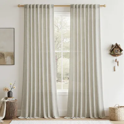 Linnenlook Vorhang-Set 2er, 260x140 cm, halbtransparent, versteckte Schlaufen