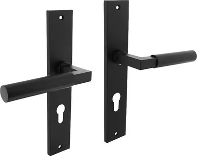 Produktbild von Langschildschildgarnitur Baustil Zamak F71 schwarz PZ 72mm DIN L/R INTERSTEEL