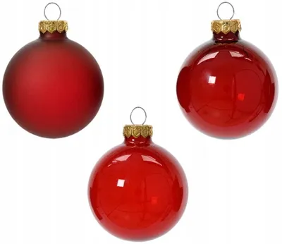 Produktbild von Weihnachtskugeln Glas 6cm 15 Stück - Weihnachtsrot Mix transparent