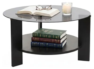 Immagine prodotto di Canevino - Tavolino da Salotto, 75x75x40h cm Nero, Forma Rotondo