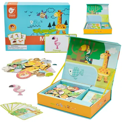 Produktbild von CLASSIC WORLD Magnetisches Puzzle – Tiere, Tafel, Bausteine, Gedächtnisspiel, 60 Teile.