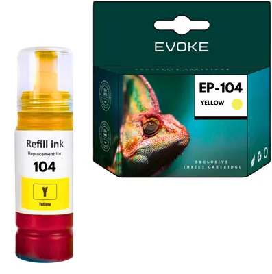 Produktbild von Evoke kompatible Tinte für Epson 104 T104 C13T00P440 Gelb 70 ml 8070 Seiten EcoTank ET-1810 2710 2711 2712 2714 2715 2720 2721 2726 2810 2811 2812 2814 2815 2820 2821 2825 2826 4700 4800