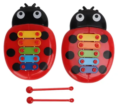 Productafbeelding van 2 kinderkxylophones, kleurrijk, met een zevensterren-marienvorm, veilig voor kinderen, xylofoon voor peuters en jonge kinderen, geschikt als speelgoed