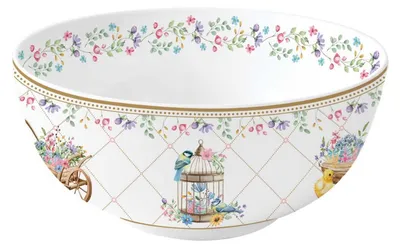 Produktbild von Müslischale SPRING BLOOM Hasen und Blumen D. 15cm aus Porzellan Easy Life