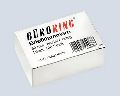 Produktbild von Büroring Briefklammern 32mm/100 verzinkt spitz-eckig