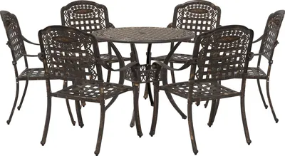 Produktbild von Möbel 7-tlg. Garten-Essgruppe Bronzen Aluminiumguss - Gartenstühle 3334688