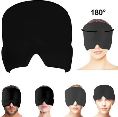 Produktbild von MODFU Migräne Maske/Migräne Mütze, Kopfschmerzen Mütze für Wärme-/Kältetherapie, Kühlmaske für Geschwollene Augen und Nebenhöhlenentzündung, Bequeme Migränemaske Schwarz