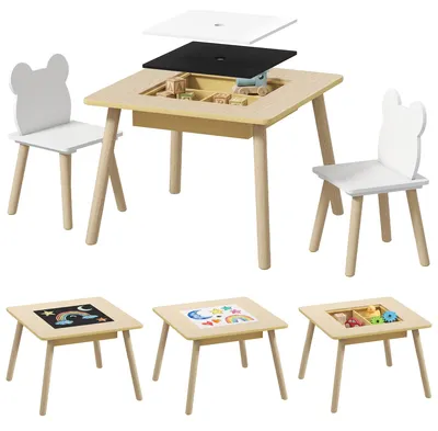 Produktbild von Kindersitzgruppe bärförmige Rückenlehne, Stauraum, MDF Kiefernholz, Naturholz