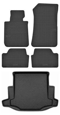 Zdjęcie produktu dla Dywaniki gumowe + mata bagażnika do BMW Seria 1 E87 2004-2011 (hatchback, standardowy bagażnik) – czarne, dopasowane – Wielganizator