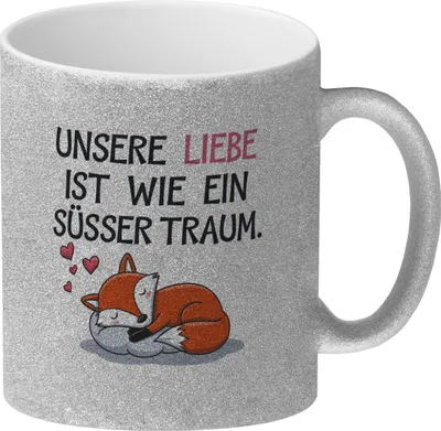 Produktbild von Fuchs Glitzer-Kaffeebecher zum Valentinstag - süsser Traum