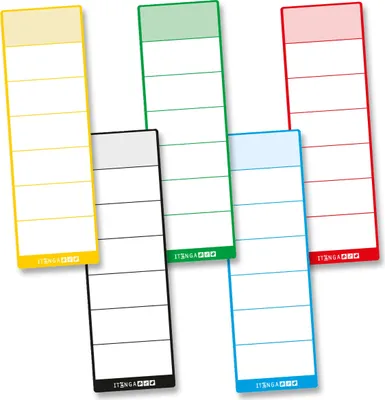 Produktbild von itenga 100x Ordneretikett FARBMIX Rückenetikett zum Aufkleben 6,0 x 19,0 cm aus Haftpapier