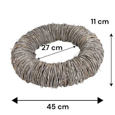 Produktbild von SESUA Bastelkranz XXL-Weidenkranz Türkranz Tisch-Deko geflochten 45 cm hellgrau