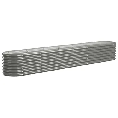 Image de Jardinière surélevée ovale, pour jardin balcon ou patio, en acier galvanisé thermolaqué gris, 260x40x36 cm, résistante aux intempéries