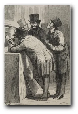 Produktbild von Kunstdruck „Die Kunstliebhaber (Galerieszene)“ von Honoré Daumier – 30×45 cm – ungerahmt