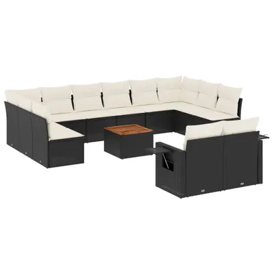 Produktbild von vidaXL 13-tlg. Garten-Sofagarnitur mit Kissen Schwarz Poly Rattan