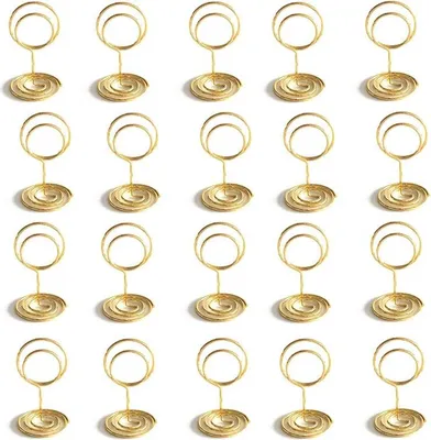 Produktbild von INF 50mm Pfau Runde Memo Clip Halter - 20er Pack, Metall Tischkartenhalter Gold