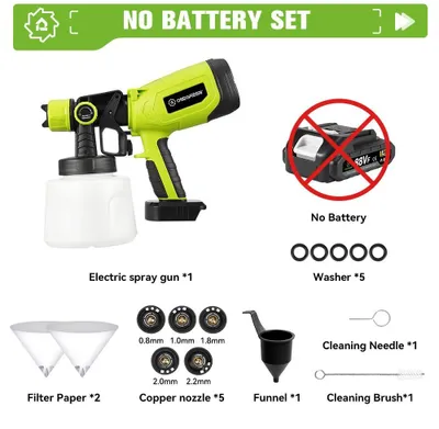 Produktbild von Farbsprühgerät - Kabellose elektrische Farbspritzpistole - 850W Hochdruck - 1,8 mm Düse - 1400 ml Behälter - Handgerät - Ohne Akku