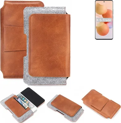 Produktbild von K-S-Trade Handyhülle Schutzhülle kompatibel mit Xiaomi Civi Gürteltasche Holster Gürtel Tasche Smartphone Tasche Handy Hülle Polyurethan+ Filz, braun
