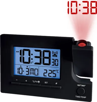 Produktbild von Funk-Projektionswecker Funkwecker USB 2 Alarme Temperaturanzeige Datum - 4-MV1022-1