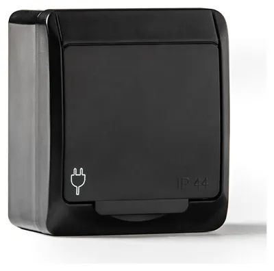 Image de Prise De Courant Avec Terre Latérale étanche Ip44, 16a 250 V, Noir