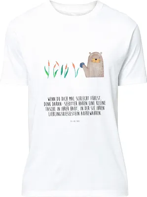 Produktbild von Mr. & Mrs. Panda T-Shirt Otter Stein - Weiß - Geschenk, S, Seeotter, Pflanzen, Tshirt, Shirt, Witzige Fakten, Fun Facts, oberteil, Lustiges