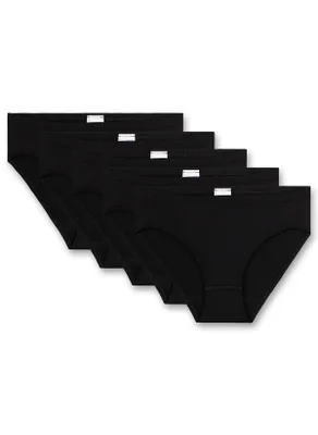 Productafbeelding van Sanetta meisjes Rio slip, zwart, met zachte boord | 5-delige set meisjesonderbroeken