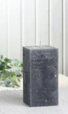 Produktbild von Viereckige Rustik-Stumpenkerze, 10 x 5 x 5 cm, anthrazit-schwarz