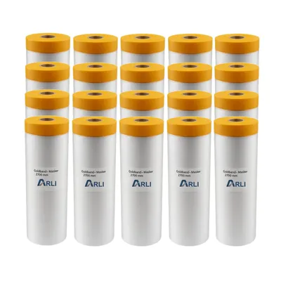 Produktbild von ARLI 20x Goldband Masker 2700 mm x 16 m Abdeckfolie mit Klebeband Malerfolie Transparent Baufolie Tape