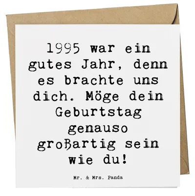 Produktbild von Mr. & Mrs. Panda Klappkarte Spruch 1995 Geburtstag - Weiß - Geschenk, Grußkarte, Glückwunsch, du, herzlichen, besonderes Jahr, faltkarte, Happy Birthday, doppelkarte