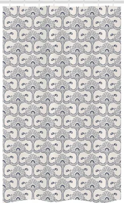 Produktbild von ABAKUHAUS Bärenklau Schmaler Duschvorhang, Antike Dotwork Motiv Kunst, Badezimmer Deko Set aus Stoff mit Haken, 120 x 180 cm, Violettblau Eierschalenfarben