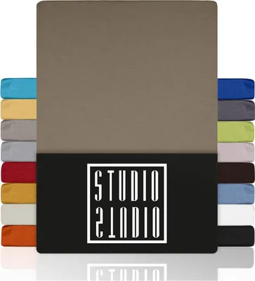 Produktbild von STUDIO Basic Spannbettlaken 160x200cm – Jersey-Spannbetttuch aus 100 % gekämmter Baumwolle Taupe  , bügelfrei & elastisch für