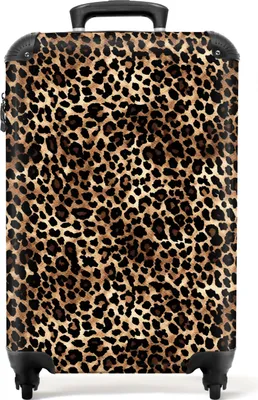 Produktbild von NoBoringSuitcases.com Hartschalen Handgepäck Koffer 55x35x20 cm, 36L, Drucke für Frauen: Braun, schwarz - Pantherdruck, Reisekoffer mit 4 Rollen